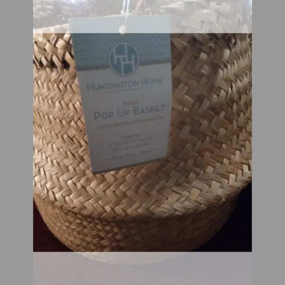 1 Only Woven Seagrass Pop Up Basket Teal Tassel Starfish